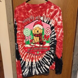 Simply Southern Kids Red and Black Tie-Dye Long Sleeve Shirt